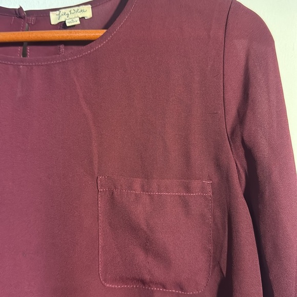 Lily white women’s merlot red long sleeve blouse small - Picture 3 of 7